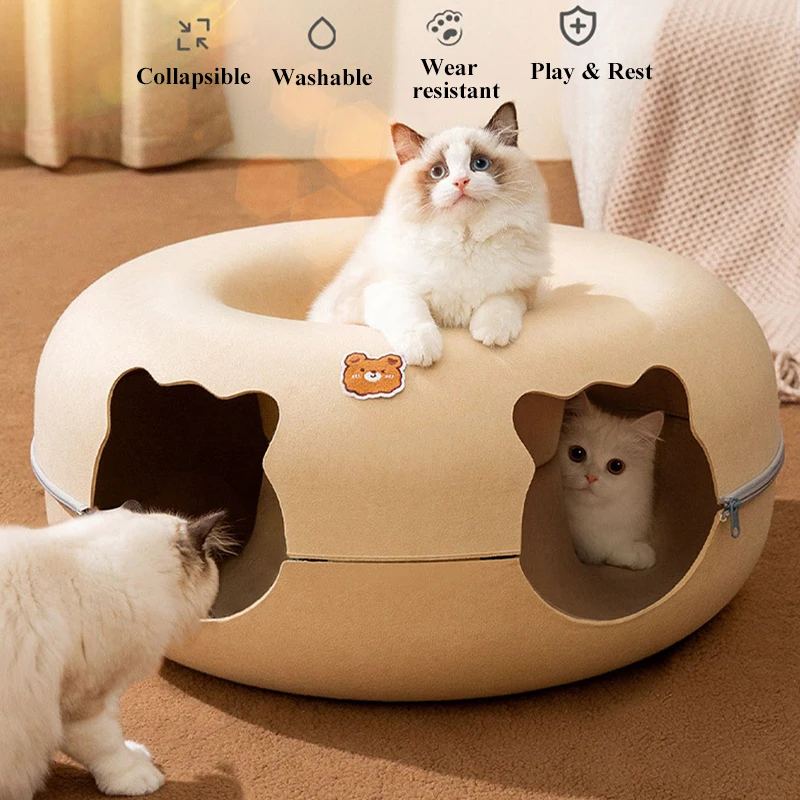 Felt Cat Tunnel Bed for Indoor Kitten, Scratch Resistant Donut Cat Cave for Hideaway, Anti-Collapse Play Tunnel (50x50x10cm)
Felt Cat Tunnel Bed for Indoor Kitten, Scratch Resistant Donut Cat Cave for Hideaway, Anti-Collapse Play Tunnel (50x50x10cm)