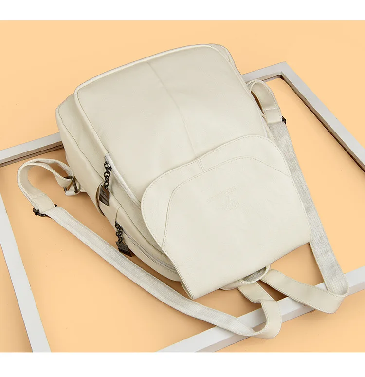Women's Large Capacity Soft Leather Backpack Fashionable Versatile Travel Bag Urban Minimalist Style PU Material Zipper Opening Women's Large Capacity Soft Leather Backpack Fashionable Versatile Travel Bag Urban Minimalist Style PU Material Zipper Opening