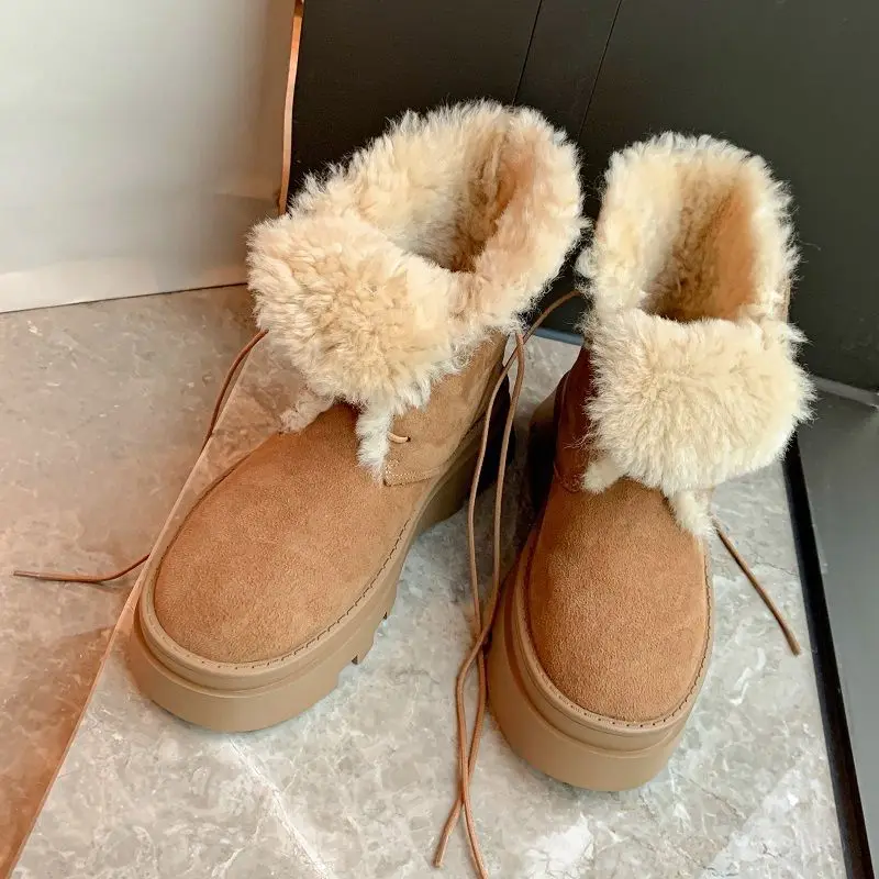 Lace-up Platform Boots Keep Warm Winter ShoeBlack Brown Desert Boots ShoesGenuine Leather Women Boots Fur Warm Boots Snow Boots
Lace-up Platform Boots Keep Warm Winter ShoeBlack Brown Desert Boots ShoesGenuine Leather Women Boots Fur Warm Boots Snow Boots