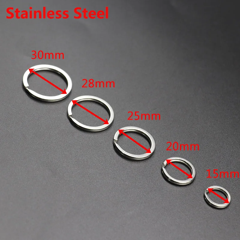 

10/20PCS 100% Stainless Steel Key Chains Never Fade Split Ring 15 20 25 28 30mm 32mm Key Rings For Bag Car Jewelry Decoration