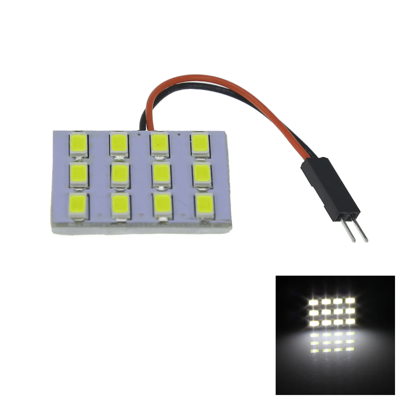 

1x White RV Panel Dome Blub Footwell Lamp 12 Emitters 5630 SMD LED T10 festoon J203-W