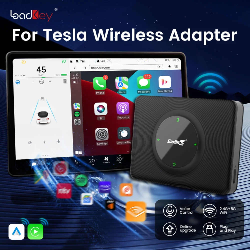 LoadKey For Tesla Model 3/X/Y/S Wireless CarPlay Android Auto Adapter Mini Ai Box WiFi 5G-Connect Voice Control Apple Map App
LoadKey For Tesla Model 3/X/Y/S Wireless CarPlay Android Auto Adapter Mini Ai Box WiFi 5G-Connect Voice Control Apple Map App
