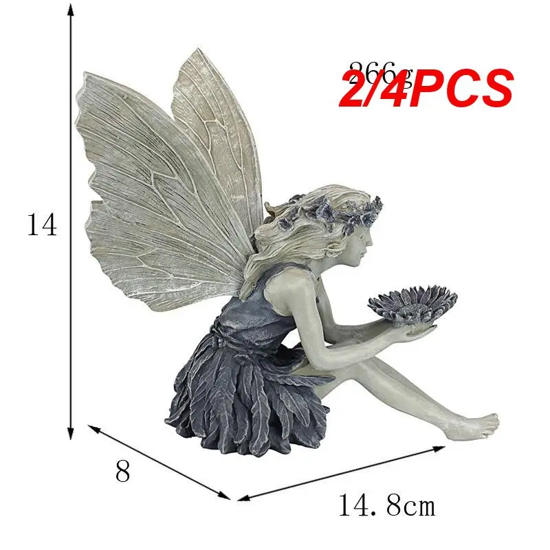 

2/4PCS Wonderland Flower Fairy Statue Garden Decoration Angel Sitting Angel Girl Ornament A4z5 Deco Resin Figurines Outdoor Wing