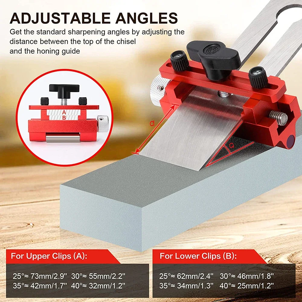 Honing Guide Edge Sharpening Jig for Chisels 0-2.25inches Planer Blades 0.25-2.5inches Flat Chisel Tools Sharpening Guide Kit
Honing Guide Edge Sharpening Jig for Chisels 0-2.25inches Planer Blades 0.25-2.5inches Flat Chisel Tools Sharpening Guide Kit