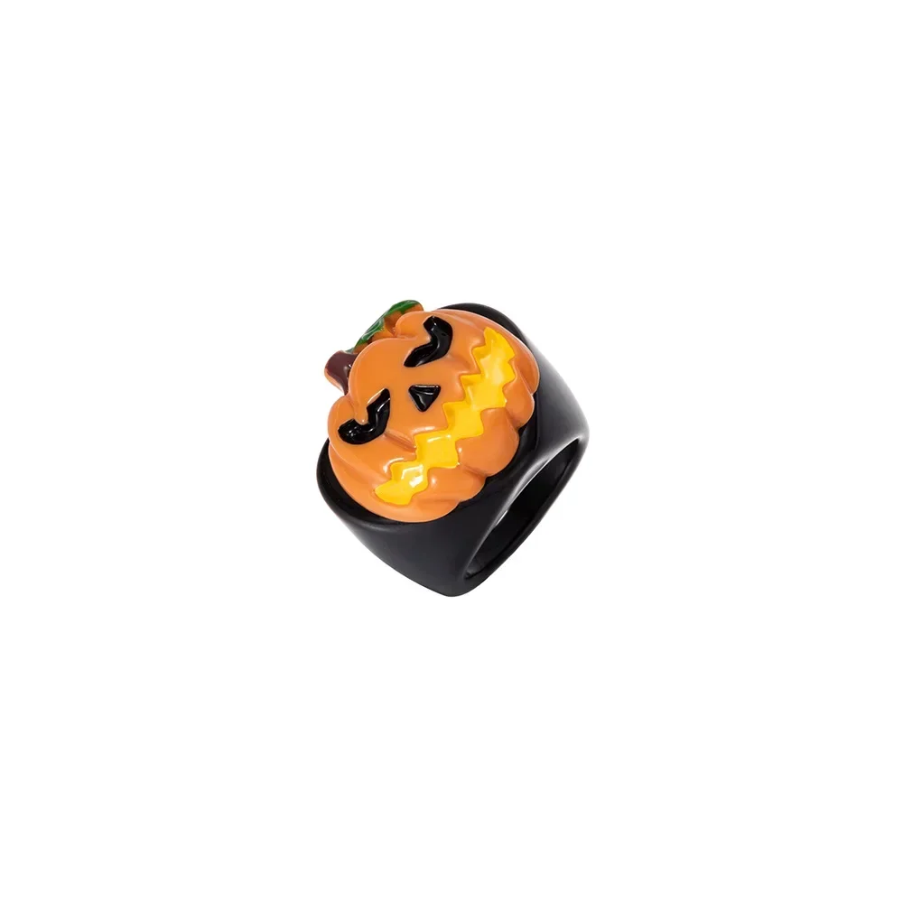 

STR11 Ring Pumpkin Ghost Candy Resin Open Ring Black Bat Rings Halloween Party Gift Jewelry