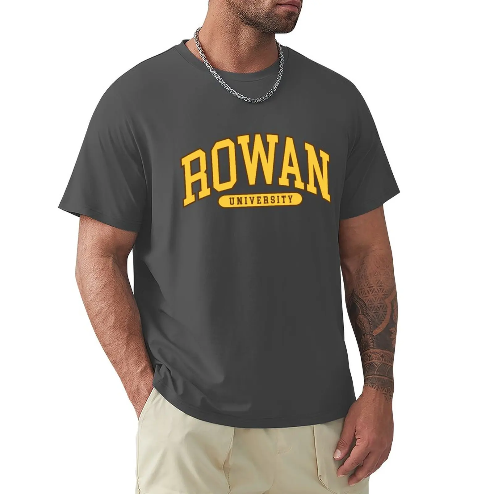 

rowan - college font curved T-Shirt customizeds boys whites men graphic t shirts