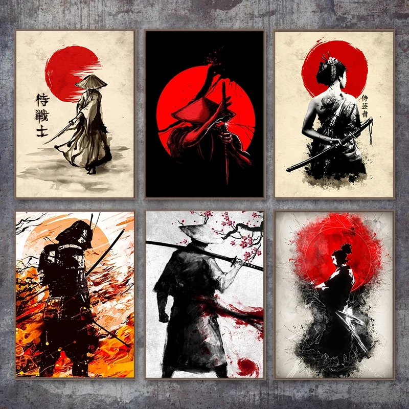 Фото Японский самурай Kanji холст живопись дзен бусхидо персонажи постеры и принты на