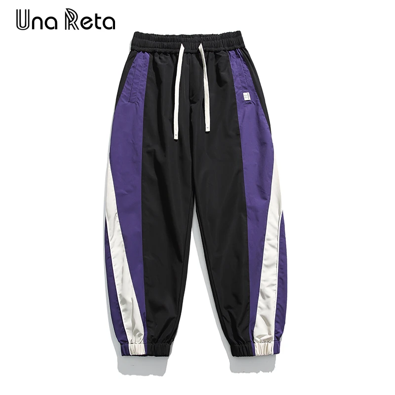 

Una Reta Man Pants Harajuku Hip Hop Color Stitching Pants Men Sweatpants Fashion Elastic Waistline Sweatpants Couple Trousers