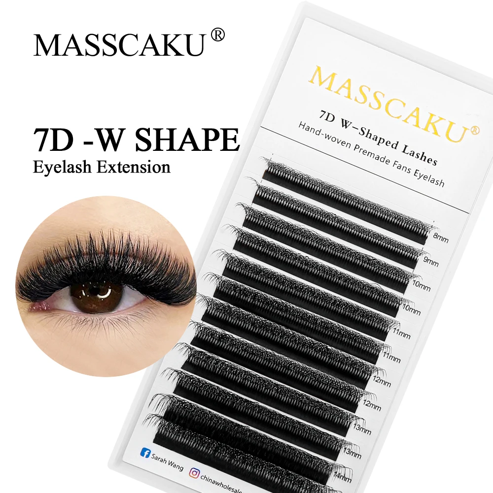 

MASSCAKU 3D 4D 5D 6D Premade Fans Eyelash Natural Soft Light Full Dense W Style Lashes Faux Mink Individual Eyelashes Extensions