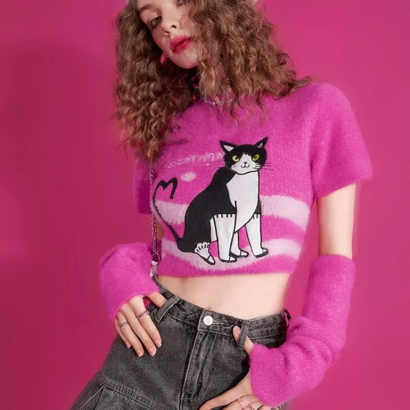 Сексуальные свитера с вышивкой кошки, Короткие укороченные топы, милые женские Пуловеры, свитеры, модные розовые Искусственные Модные трикотажные топы для клуба, наборы NZ48
Сексуальные свитера с вышивкой кошки, Короткие укороченные топы, милые женские Пуловеры, свитеры, модные розовые Искусственные Модные трикотажные топы для клуба, наборы NZ48