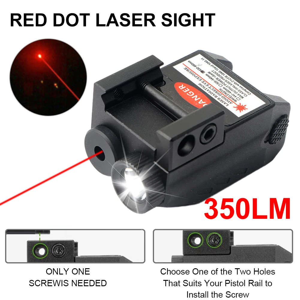 Tactical LED Weapon Gun Light Red Dot Laser Sight Combo 350LM USB Rechargeable Pistol Flashlight for 20mm Picatinny Rail Mount
Tactical LED Weapon Gun Light Red Dot Laser Sight Combo 350LM USB Rechargeable Pistol Flashlight for 20mm Picatinny Rail Mount
