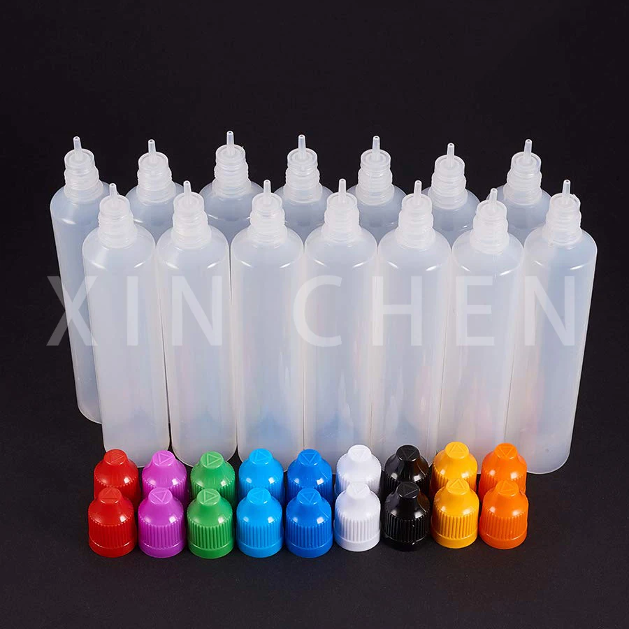 

50 pcs LDPE Plastic Vape Dropper Bottle E-liquid Ink Liquid Applicator Squeezable Bottles with Childproof Cap Thin Tip 30ml 60ml