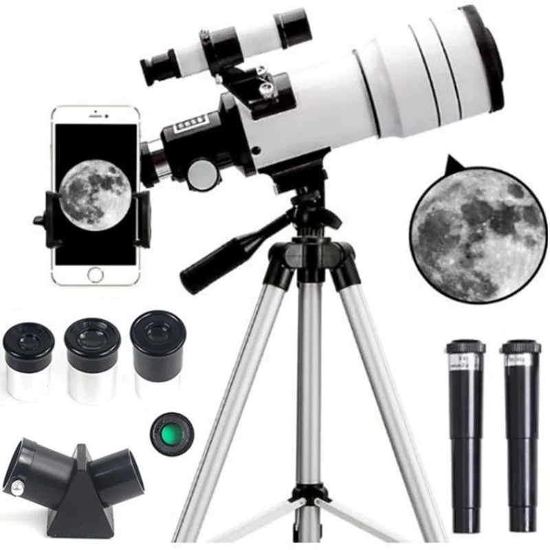 15X-150X Astronomic 70mm Aperture Refractor Space Telescopes for Astronomy Beginners with Phone Adapter Remote Control
15X-150X Astronomic 70mm Aperture Refractor Space Telescopes for Astronomy Beginners with Phone Adapter Remote Control