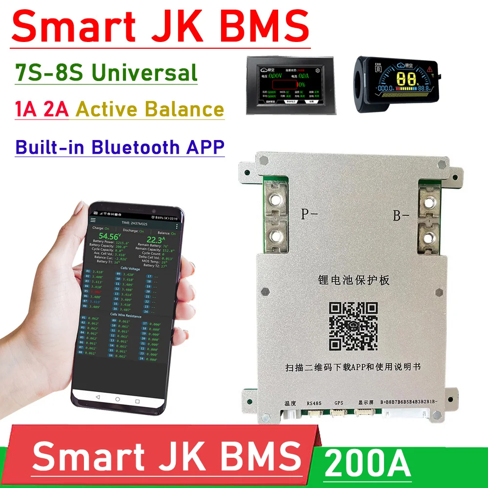 Защитная плата JK Bluetooth Smart BMS 7S 8S 200A 1A 2A для литиевой батареи с активным балансом, 24 В, литий-ионная Стандартная плата Lifepo4
Защитная плата JK Bluetooth Smart BMS 7S 8S 200A 1A 2A для литиевой батареи с активным балансом, 24 В, литий-ионная Стандартная плата Lifepo4