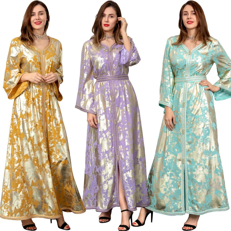 Dress Middle East Autumn Winter New Muslim Gold Stamping Robe Occidental Chiffon Evening Dress
Dress Middle East Autumn Winter New Muslim Gold Stamping Robe Occidental Chiffon Evening Dress