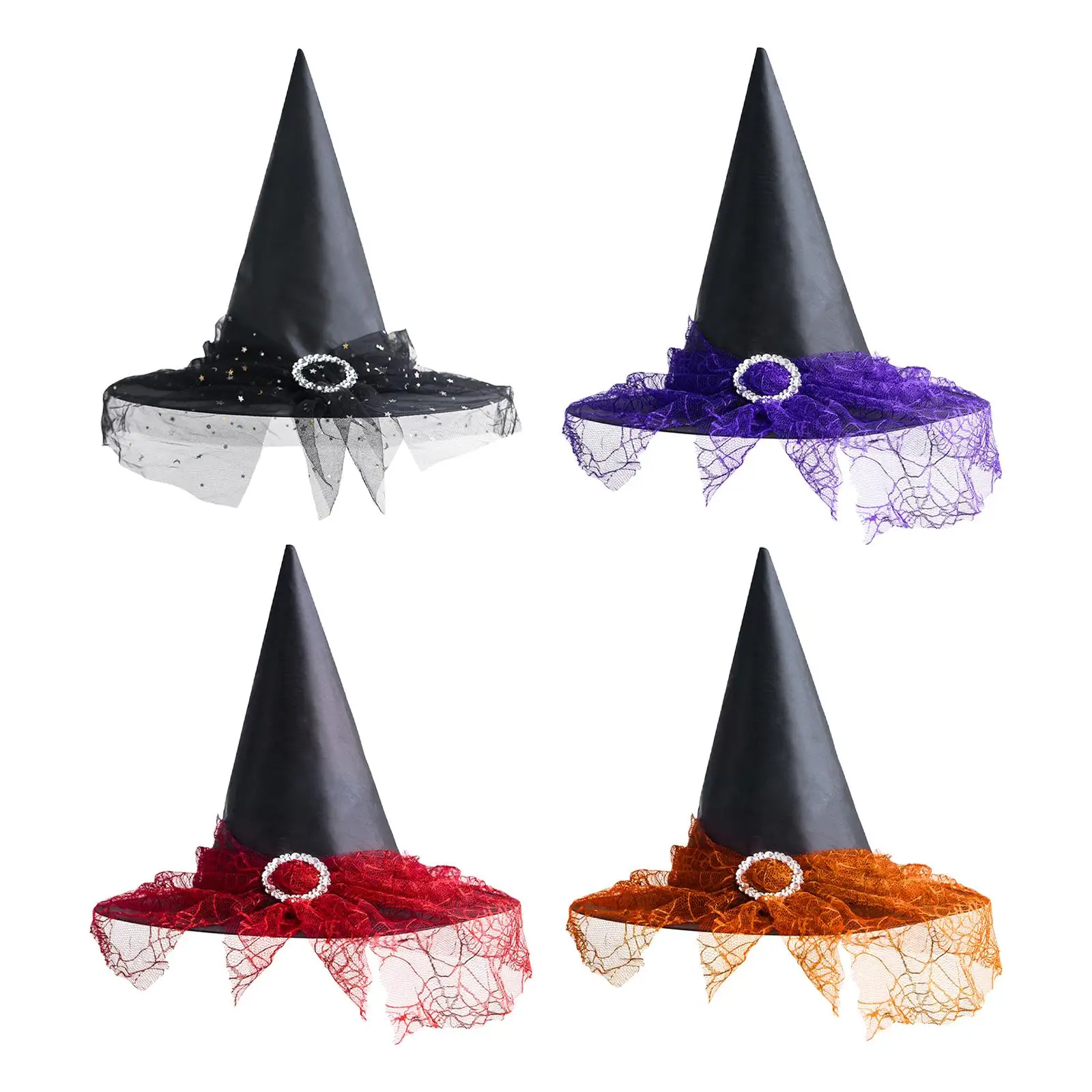 

Halloween Witch Hat Character Wide Brim Pointed Top Headgear Sorceress Hat for Halloween Supplies Carnivals Cosplay Fancy Dress