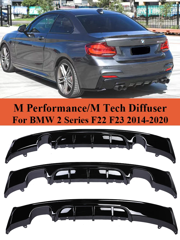 

Gloss Black M Sport M Tech Rear Diffuser Bumper Body Kit For BMW 2 Series F22 F23 Carbon Fiber MP Diffusor 2014-2020 Replacement