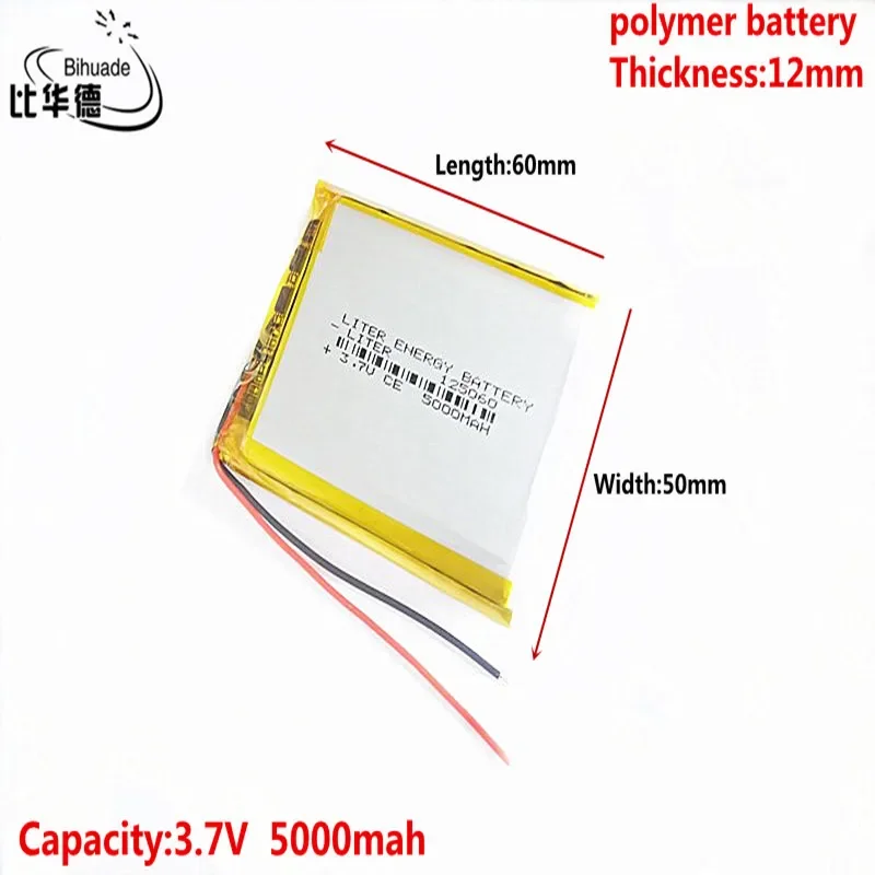 Литровая энергетическая батарея, 100% новый, 3,7 в, 5000 мАч, 125060 перезаряжаемый литий-полимерный аккумулятор для смартфонов
Литровая энергетическая батарея, 100% новый, 3,7 в, 5000 мАч, 125060 перезаряжаемый литий-полимерный аккумулятор для смартфонов