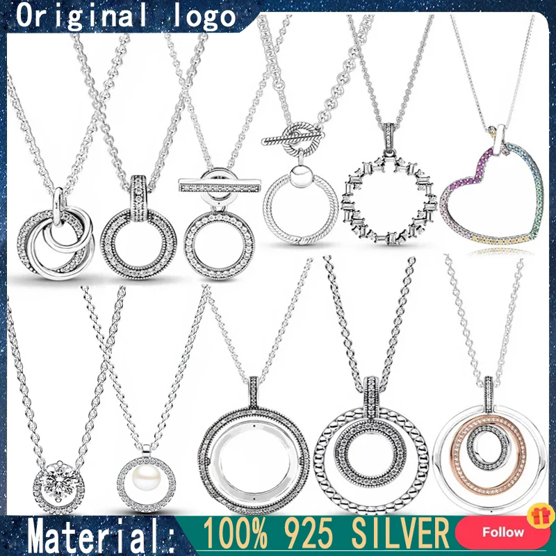 New Classic 100% 925 Silver Women's Colorful Heart Logo Ice Crystal Circle Necklace DIY Charm Jewelry Gift
New Classic 100% 925 Silver Women's Colorful Heart Logo Ice Crystal Circle Necklace DIY Charm Jewelry Gift