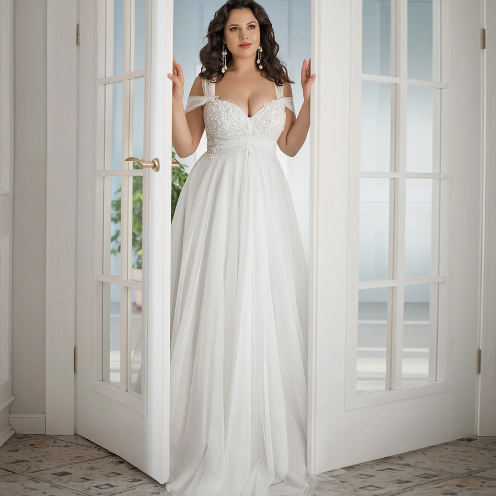 Plus Size Wedding Dresses A-line Tulle Lace Bridal Gown with Long Sleeves Vestido de Novia 2022
Plus Size Wedding Dresses A-line Tulle Lace Bridal Gown with Long Sleeves Vestido de Novia 2022