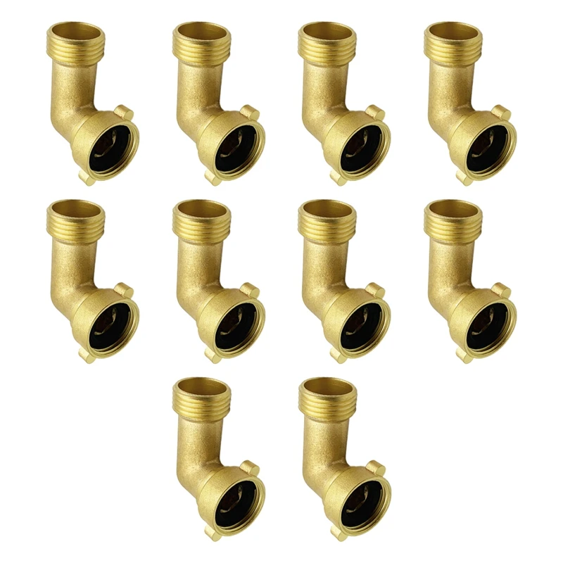 

10 Pack Garden Hose Elbow 90 Degree Hose Adapter Solid Brass Water Hose Elbow Heavy Duty Hose Connector 3/4 Inch Easy To Use