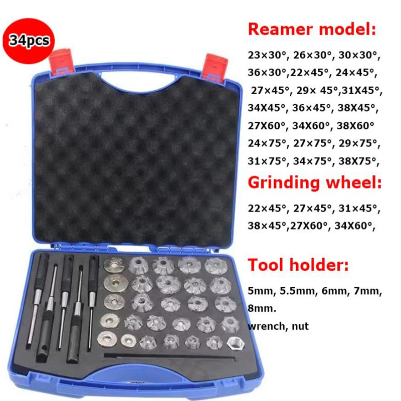 34Pcs 22-38mm Car Valve Seat Reamer Set, High qQuality Valve Seat Repair Tool Diamond Valve Seat
34Pcs 22-38mm Car Valve Seat Reamer Set, High qQuality Valve Seat Repair Tool Diamond Valve Seat