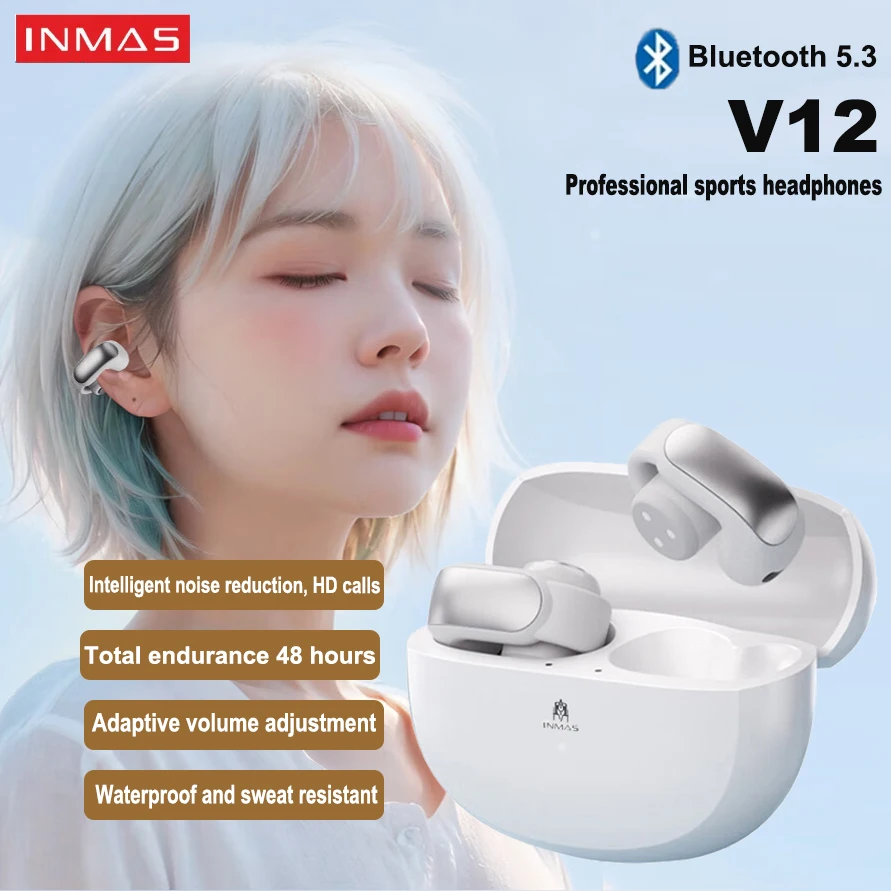 V12 INMAS Earring Touch Wireless Bluetooth 5.3 Headphones Waterproof Sports Gaming Headset Noise Cancelling HD Call With MIC
V12 INMAS Earring Touch Wireless Bluetooth 5.3 Headphones Waterproof Sports Gaming Headset Noise Cancelling HD Call With MIC