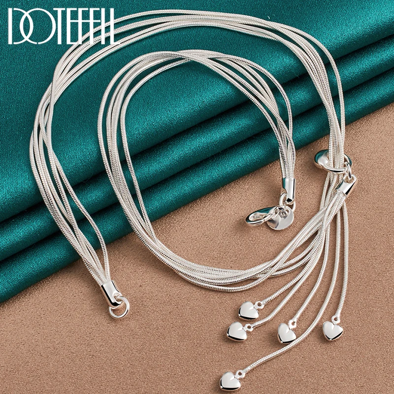 DOTEFFIL 925 Sterling Silver Five Snake Chain Heart Necklace For Woman Wedding Engagement Fashion Jewelry
DOTEFFIL 925 Sterling Silver Five Snake Chain Heart Necklace For Woman Wedding Engagement Fashion Jewelry