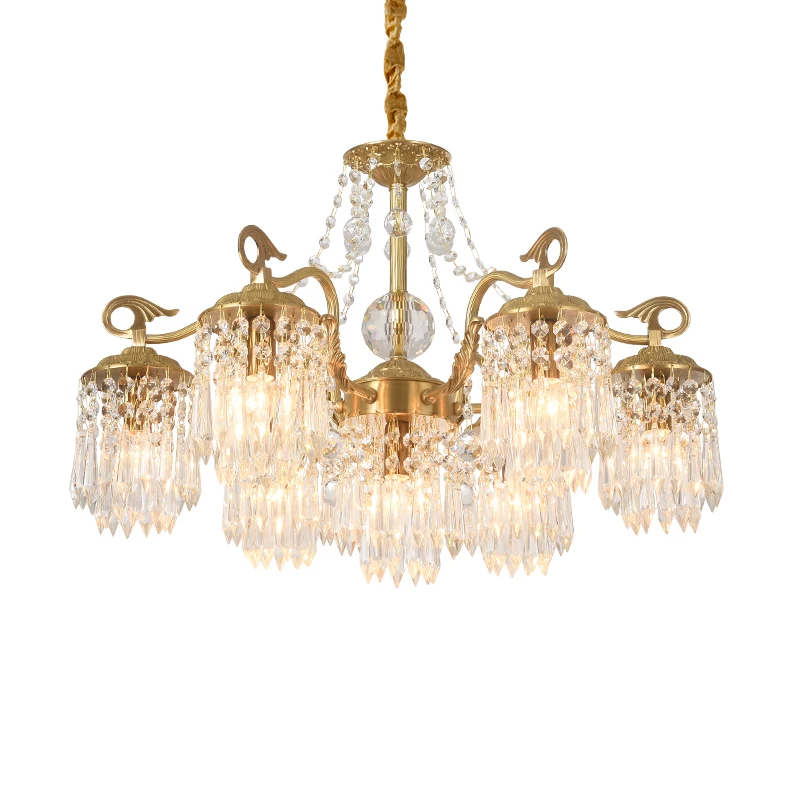 French Living Room Crystal Copper Chandelier Dining Room Bedroom Classic Brass Lamp European Luxury Villa Hall Pendent Lights
French Living Room Crystal Copper Chandelier Dining Room Bedroom Classic Brass Lamp European Luxury Villa Hall Pendent Lights