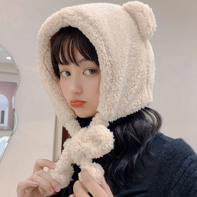 Kawaii Women Cute Bear Ear Beanies Hat Winter Warm Thick Fleece Sherpa Bobble Hat with Pom Poms Fluffy Fuzzy Hats Scarf Caps 
Kawaii Women Cute Bear Ear Beanies Hat Winter Warm Thick Fleece Sherpa Bobble Hat with Pom Poms Fluffy Fuzzy Hats Scarf Caps