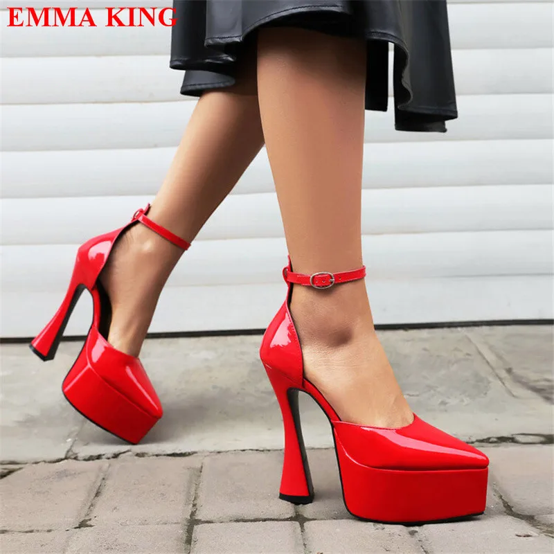 Summer Thick Bottom Platform Women Sandals 2023 Pointed Toe Women's Shoes Patent Leather High Heel Pumps Ankle Strap Shoes Woman
Summer Thick Bottom Platform Women Sandals 2023 Pointed Toe Women's Shoes Patent Leather High Heel Pumps Ankle Strap Shoes Woman