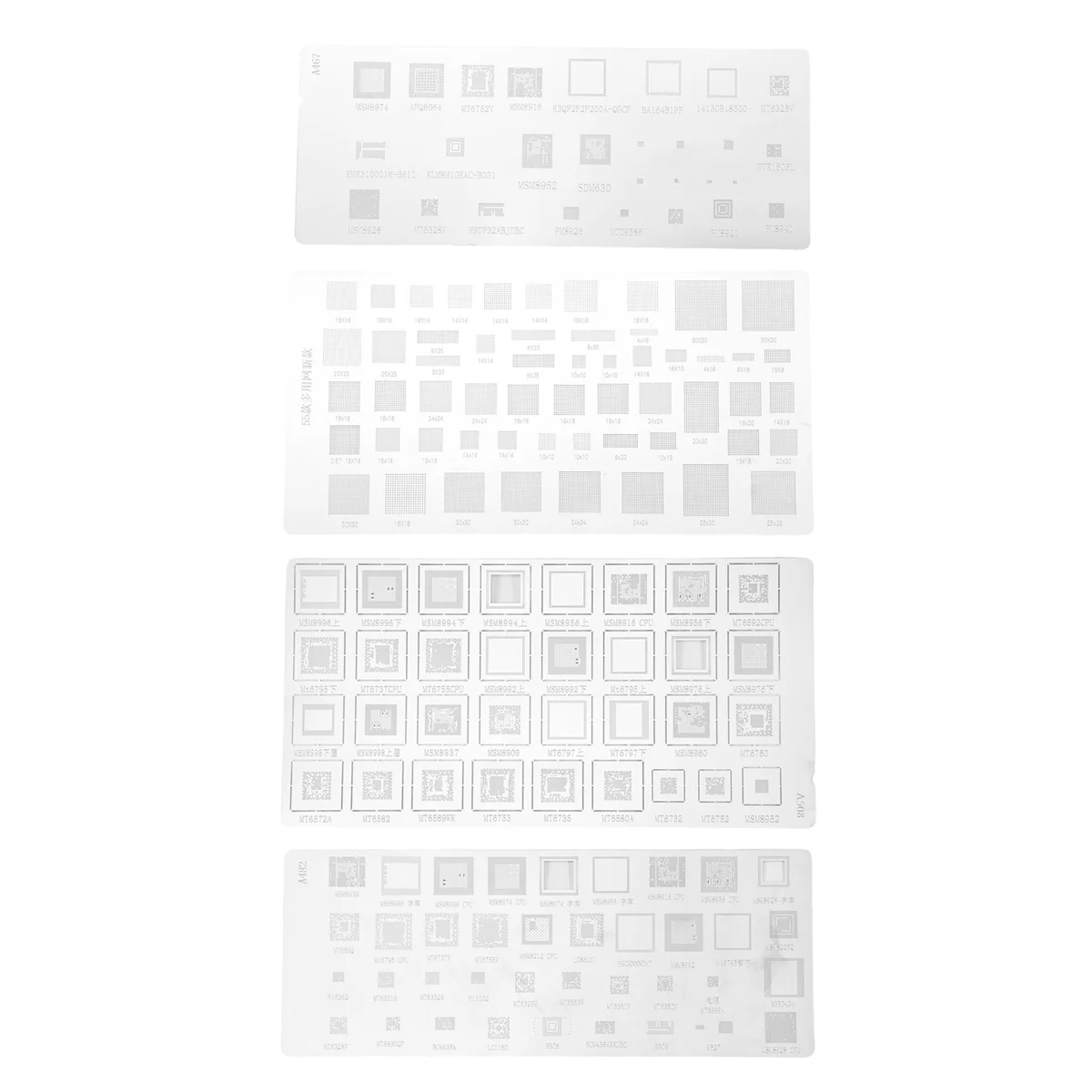 4 шт. Универсальный трафарет BGA для MTK MSM Samsung Huawei Xiaomi iPad CPU RAM PM Power IC Reball Pin шаблон прямого нагрева
4 шт. Универсальный трафарет BGA для MTK MSM Samsung Huawei Xiaomi iPad CPU RAM PM Power IC Reball Pin шаблон прямого нагрева
