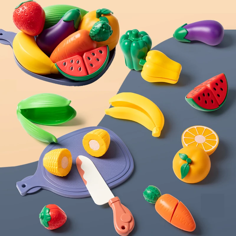 

New Kids Kitchen Toys Peelable Cutting Educational Toys Play Food Plastic Fruit Vegetable Pretend Play Toy For Toddler Gift