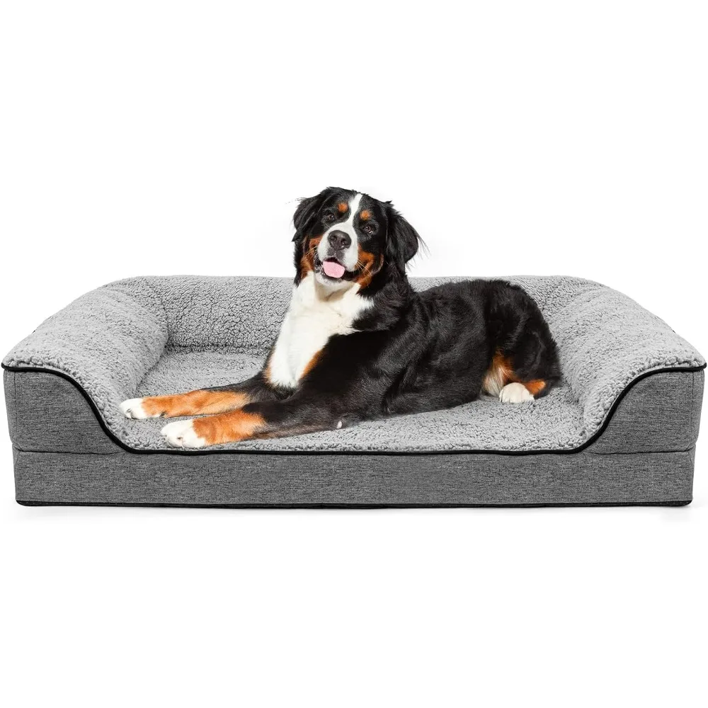 Съемная моющаяся кровать для собак, нескользящий коврик из пены, Размер XX-Large(52 ”* 42”), серый цвет, Плюшевые аксессуары для домашних животных