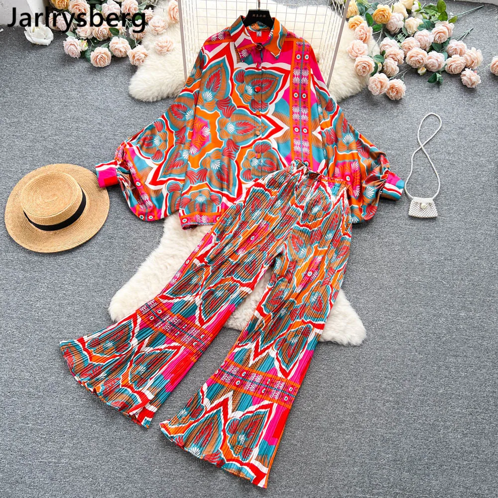 Модный элегантный костюм из 2 предметов, женская дизайнерская рубашка с рукавом летучая мышь и Свободные плиссированные широкие брюки, женская одежда 2023
Модный элегантный костюм из 2 предметов, женская дизайнерская рубашка с рукавом летучая мышь и Свободные плиссированные широкие брюки, женская одежда 2023