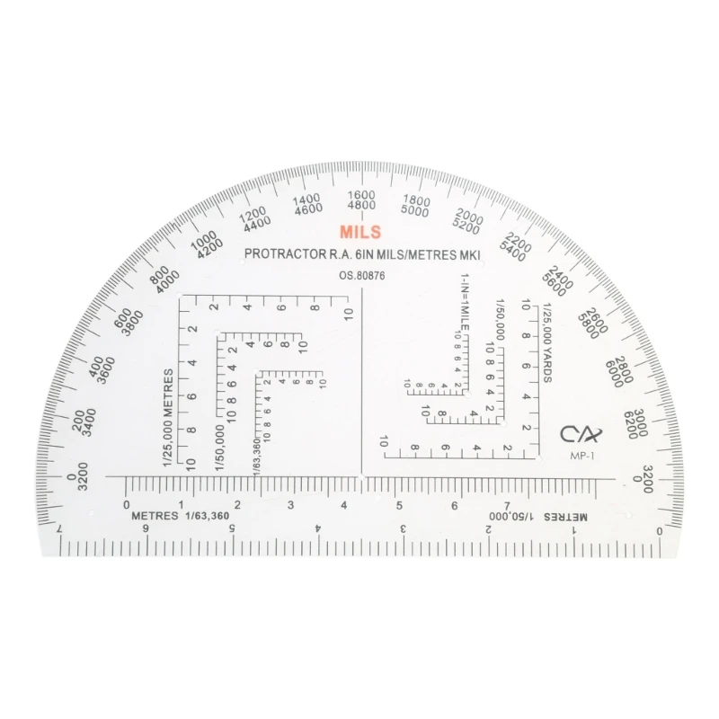 

Semicircle Military Coordinate Scale and Protractor Map Coordinate Scale Protractor Romer Grids Reference Tool 517A
