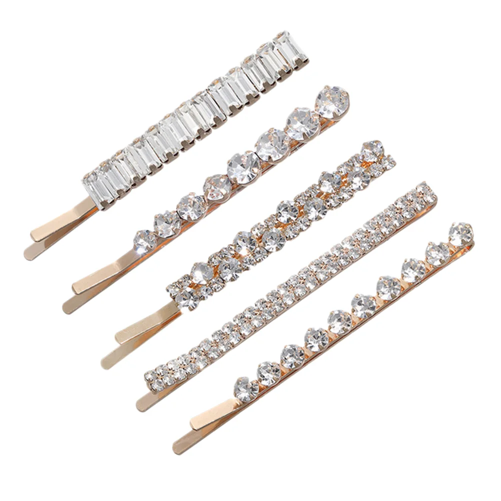 

5 Pcs Geometric Rhinestone Hair Clip Clips Barrette Bride Headpiece Bow Tie Wedding Rhinestones Hairpin Accessories