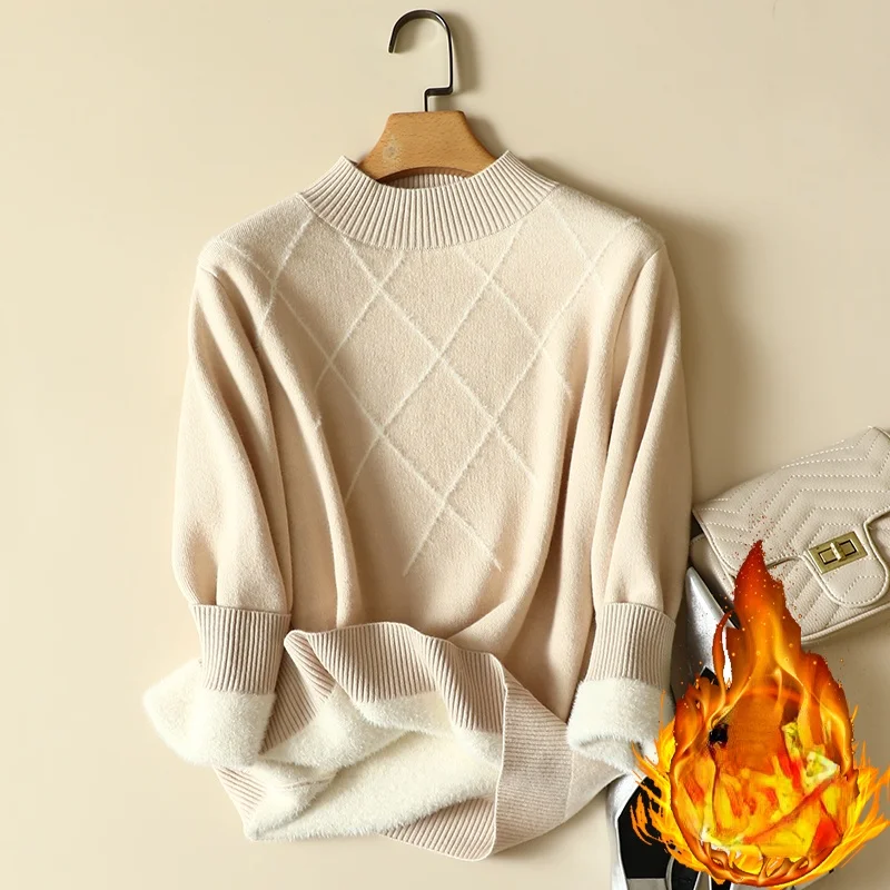 Fleece Knitted Women Sweater Pullovers Autumn Winter Plaid Thicken Warm Elegant Female Pulls Outwear Coats Tops
Fleece Knitted Women Sweater Pullovers Autumn Winter Plaid Thicken Warm Elegant Female Pulls Outwear Coats Tops