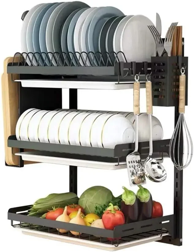 Tier Black Stainless Steel Dish Drying Fruit Vegetable Storage Basket with Drainboard and Hanging Chopsticks Cage Knife Holder
Tier Black Stainless Steel Dish Drying Fruit Vegetable Storage Basket with Drainboard and Hanging Chopsticks Cage Knife Holder