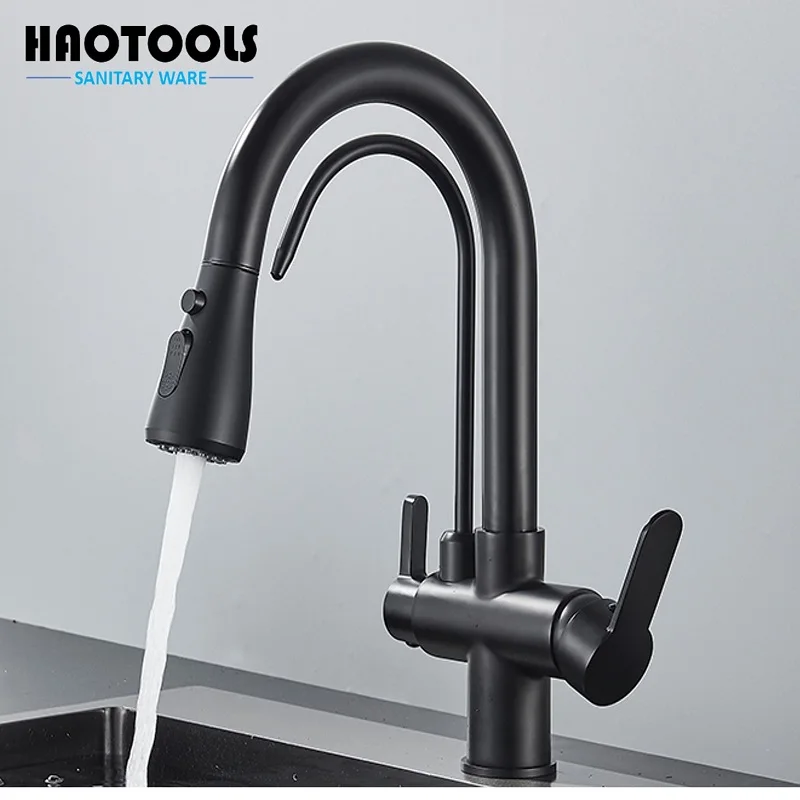 

Pullable Kitchen Sink With Hot And Cold Water Faucet, Water Purifier For Direct Drinking Water, Three-In-One Rotating Telescopic