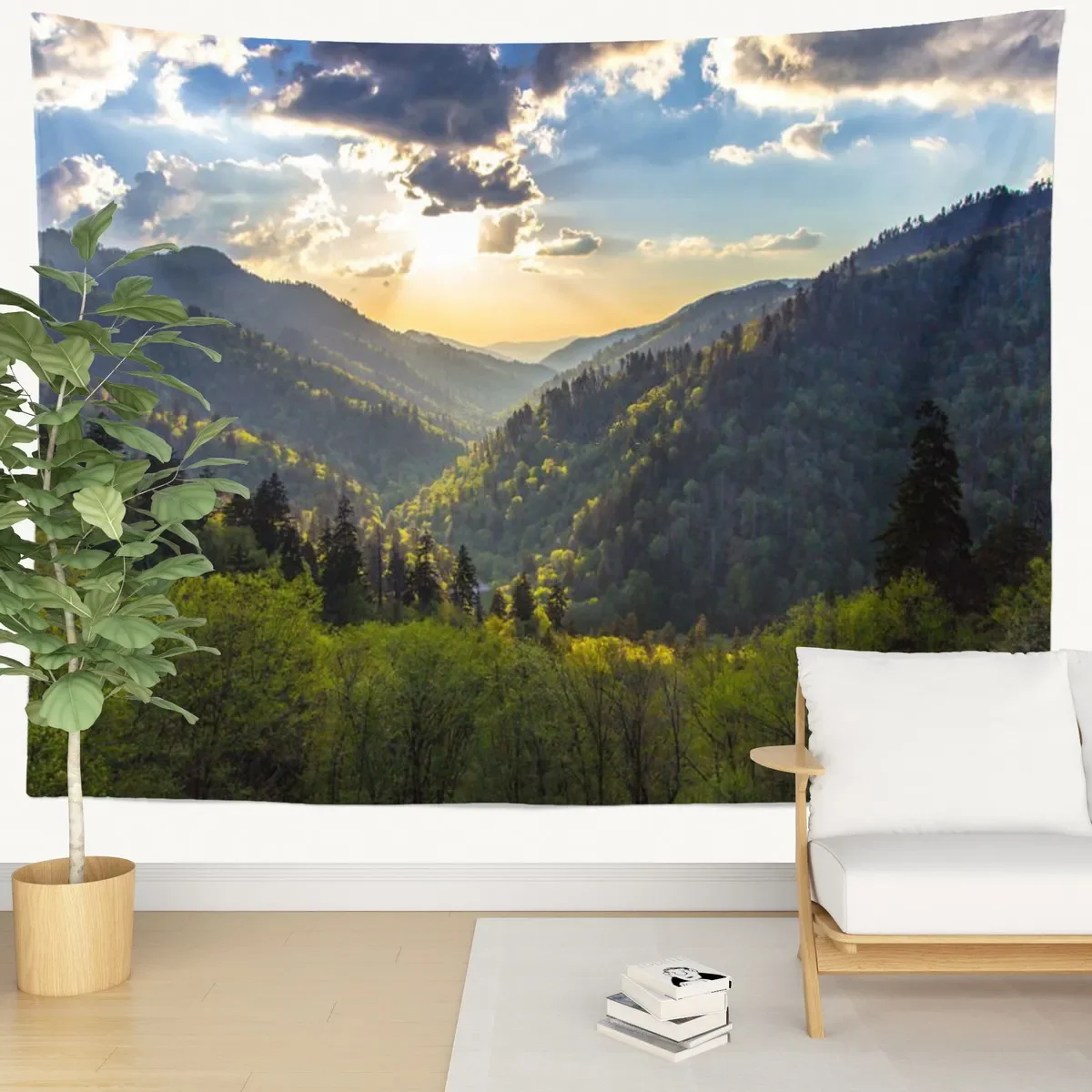 

National Mountain Park Tapestry Nature Scenery Tapestry Green Forest Tapestry Wall Hanging Decor for Bedroom Living Room Dorm