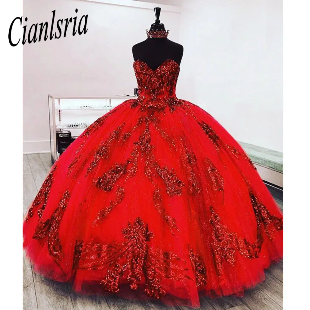 Red Sweet 16 Quinceanera Dress Sequined Sparkly Lace Pageant Party Dress Ball Gown Mexican Girl Birthday Gown
Red Sweet 16 Quinceanera Dress Sequined Sparkly Lace Pageant Party Dress Ball Gown Mexican Girl Birthday Gown
