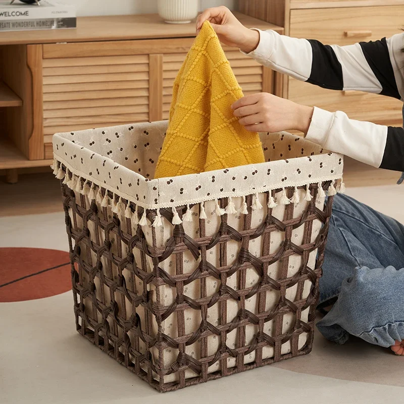 

Rattan Woven Ins Style Multifunctional Dirty Laundry， Household Clutter Toy Organizer Basket，Bathroom Laundry Basket