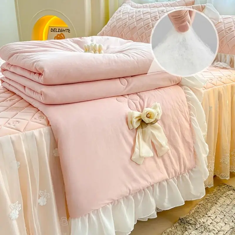 1/3/4Pc Pink Blue Green Purple Summer Quilt Lace Ruffles Elegant French Rose Flowers Air Conditioning Quilt Blanket Bedspread
1/3/4Pc Pink Blue Green Purple Summer Quilt Lace Ruffles Elegant French Rose Flowers Air Conditioning Quilt Blanket Bedspread