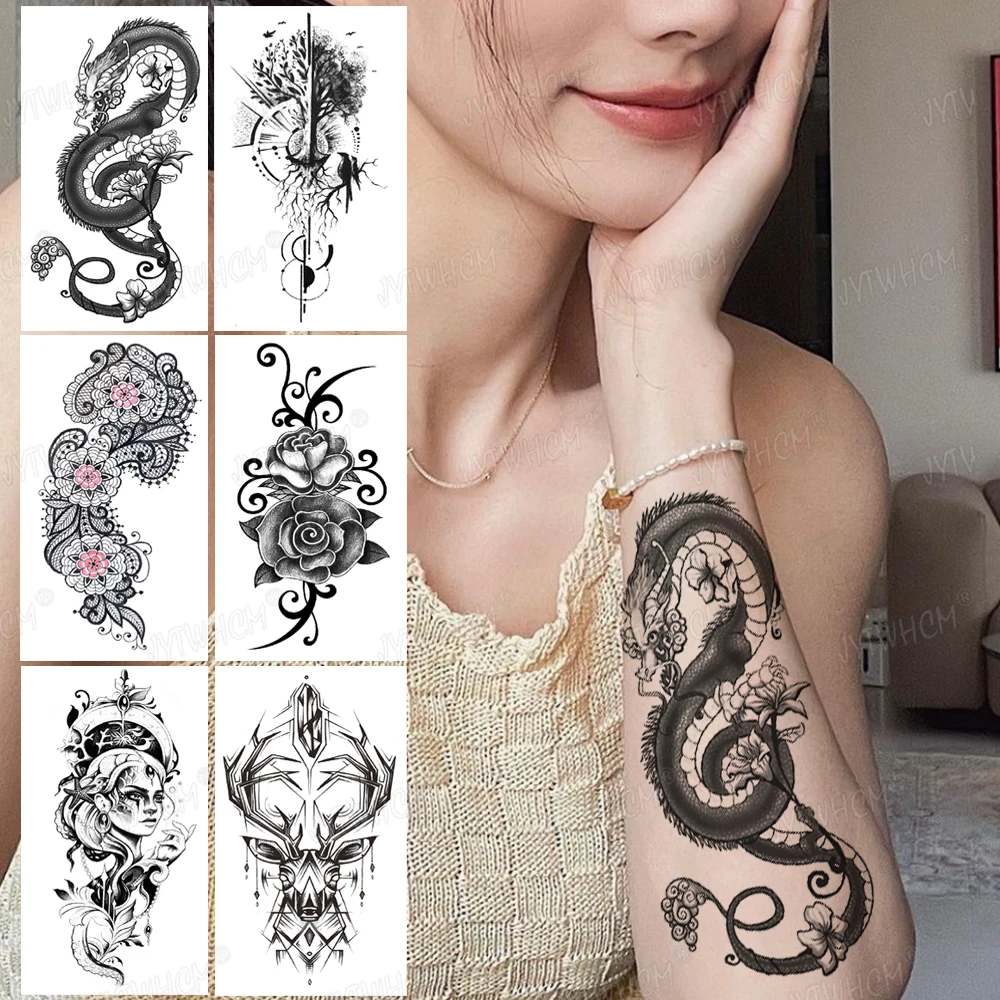 Waterproof Temporary Tattoo Sticker Black Ice Dragon Plum Blossom Flash Tattoos Family Tree Fox Body Art Arm Fake Tatoo Women
Waterproof Temporary Tattoo Sticker Black Ice Dragon Plum Blossom Flash Tattoos Family Tree Fox Body Art Arm Fake Tatoo Women