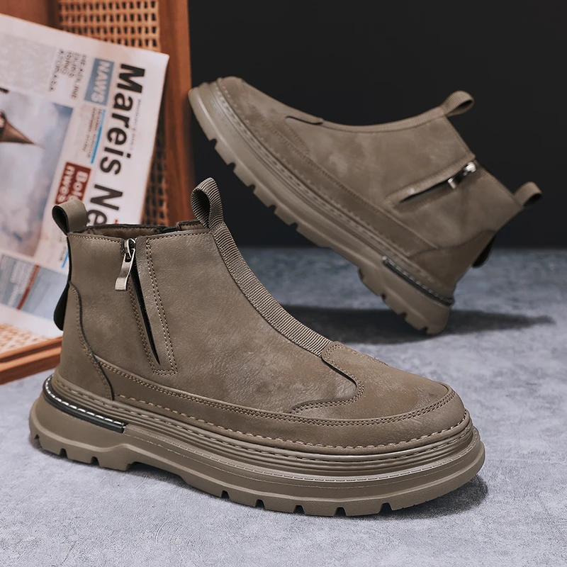 Brand Men's Leather English Boots, Breathable Zipper Shoes, Top Quality, Spring and Autumn Fashion, 39~44
Brand Men's Leather English Boots, Breathable Zipper Shoes, Top Quality, Spring and Autumn Fashion, 39~44