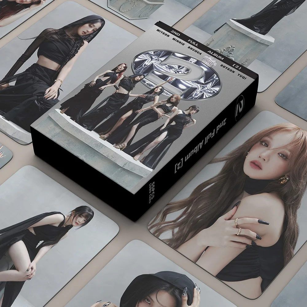 

55Pcs/Box KPOP YUQI Miyeon Soyeon 2 New Album Super Lady Lomo Cards Shuhua MINNIE Fashion Photocards Fans Collectibles Gifts