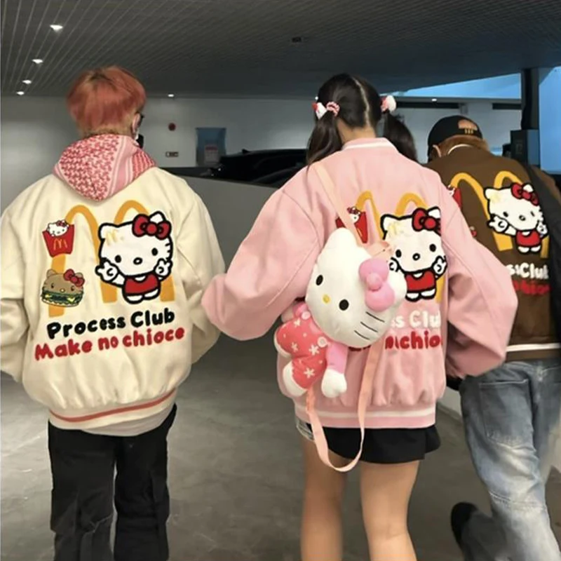 Мультяшная Милая вышитая бейсбольная кофта Hello Kitty Милая бархатная Толстая универсальная куртка оверсайз для пар подарок на день рождения
Мультяшная Милая вышитая бейсбольная кофта Hello Kitty Милая бархатная Толстая универсальная куртка оверсайз для пар подарок на день рождения