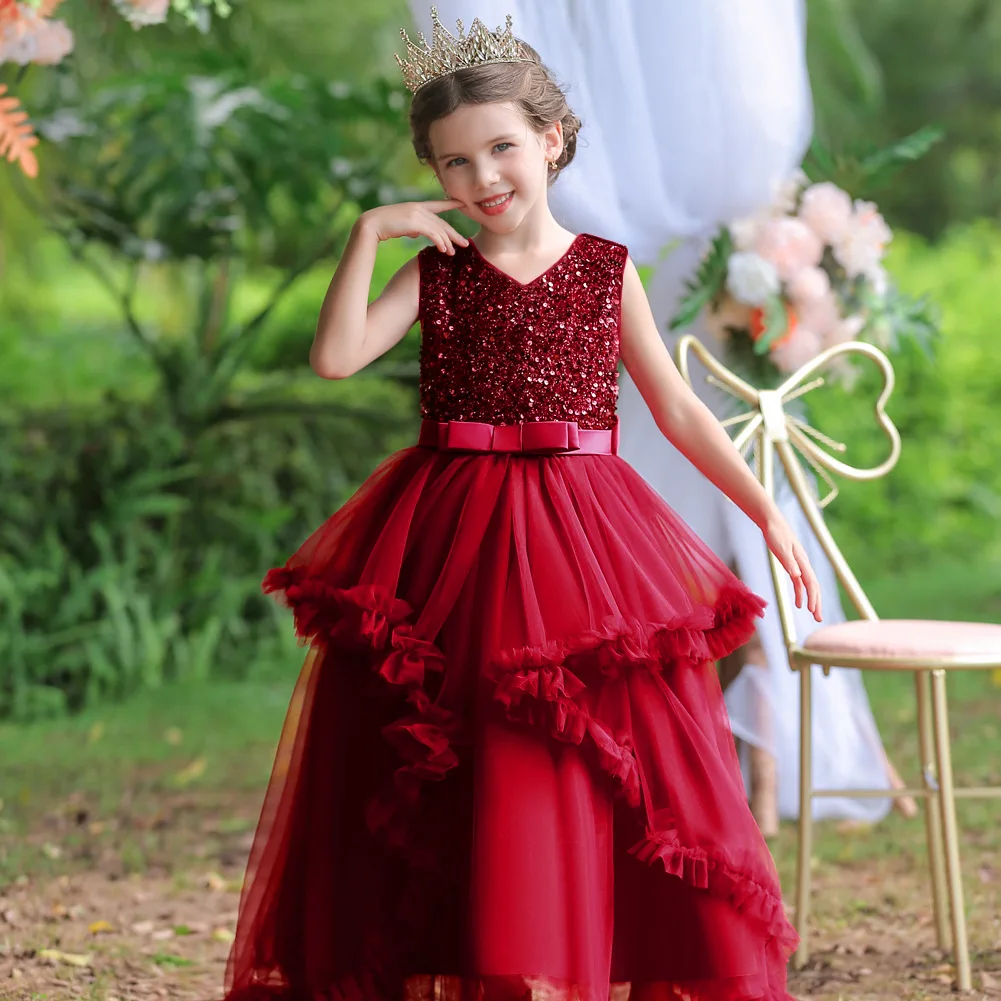 Kids Evening Formal Girls Princess Dress Sequin Lace Tulle Wedding Party Tutu Fluffy Gown For Children Pageant Vestidos 3-12Y
Kids Evening Formal Girls Princess Dress Sequin Lace Tulle Wedding Party Tutu Fluffy Gown For Children Pageant Vestidos 3-12Y