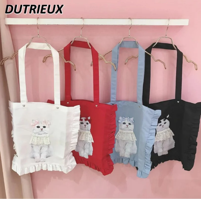 Japanese Style Sweet Cute Cat Printing Lace Bow Pearl Large Capacity Shoulder Bag Women Backpack Sweet Cute Shopping Buggy Bags
Japanese Style Sweet Cute Cat Printing Lace Bow Pearl Large Capacity Shoulder Bag Women Backpack Sweet Cute Shopping Buggy Bags